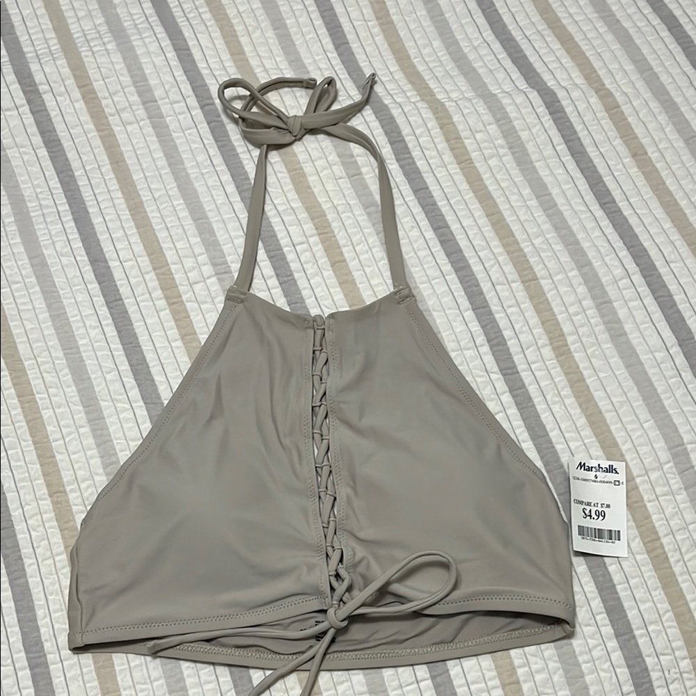 Halter Bikini Top with Lace-Up Front